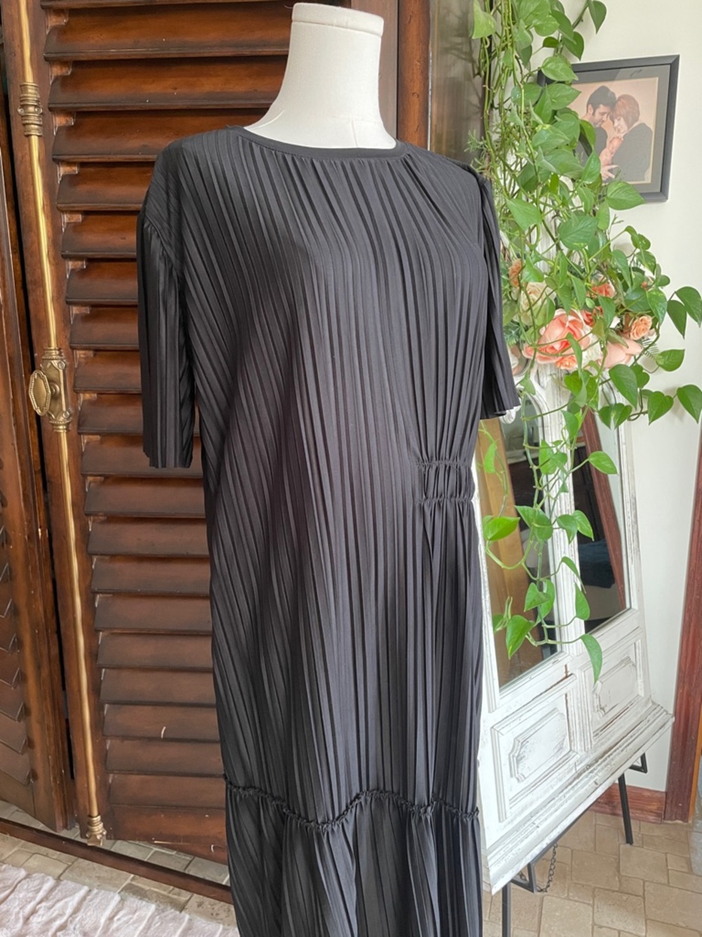 Zara Asymmetrical Pleated Oversized Flapper Gatsby Midi Dress Medium - Picture 4 of 11